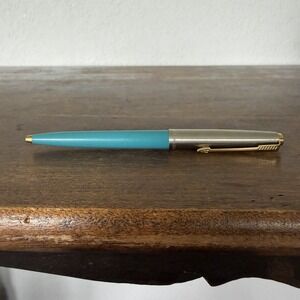 Vintage Parker 45 Ballpoint Pen Teal Green Steel Gold Trim USA